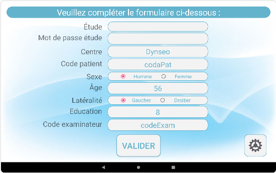 Ecran formulaire selfcog