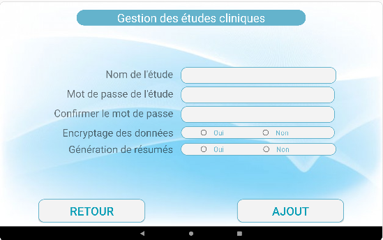 Ecran gestion étude selfcog