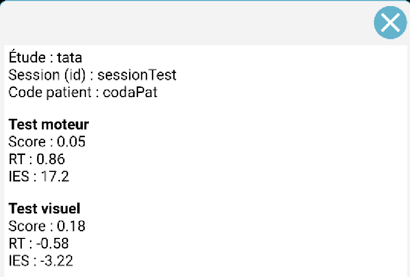 Ecran résultat étude selfcog